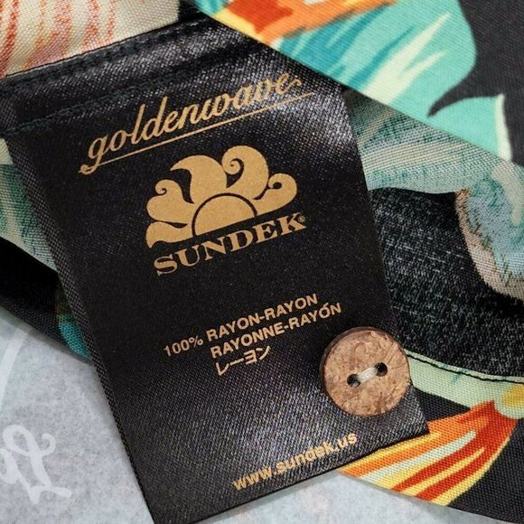 SUNDEK Men's Goldenwave Short Sleeve Shirt Casual Floral Hawaiian Leaf Print - M - Picture 9 of 9